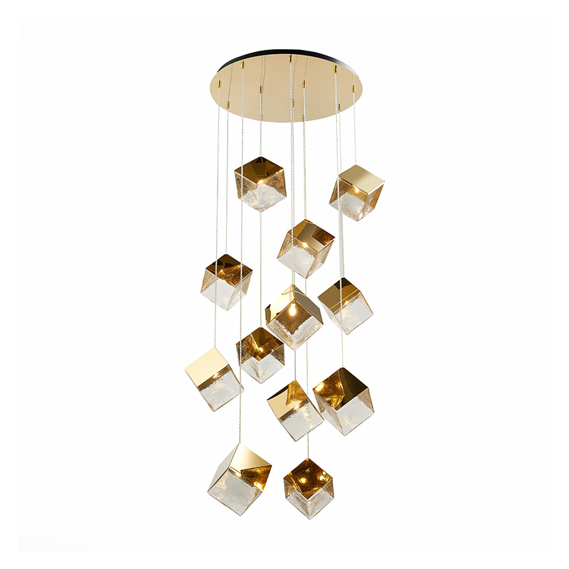 Потолочная люстра Pyrite Chandelier golden cube 12 Золотой Прозрачный Потолочная люстра Pyrite Chandelier golden cube 12 Золотой Прозрачный в Орле | Loft Concept