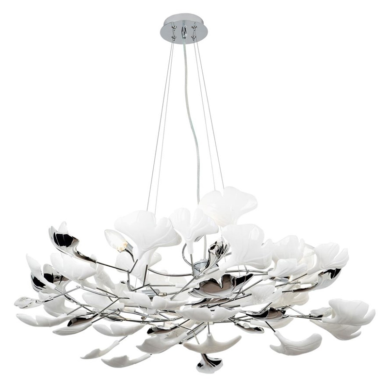 Декоративная люстра Wintery flover Silver с Белыми плафонами Серебряный Белый Декоративная люстра Wintery flover Silver с Белыми плафонами Серебряный Белый в Орле | Loft Concept