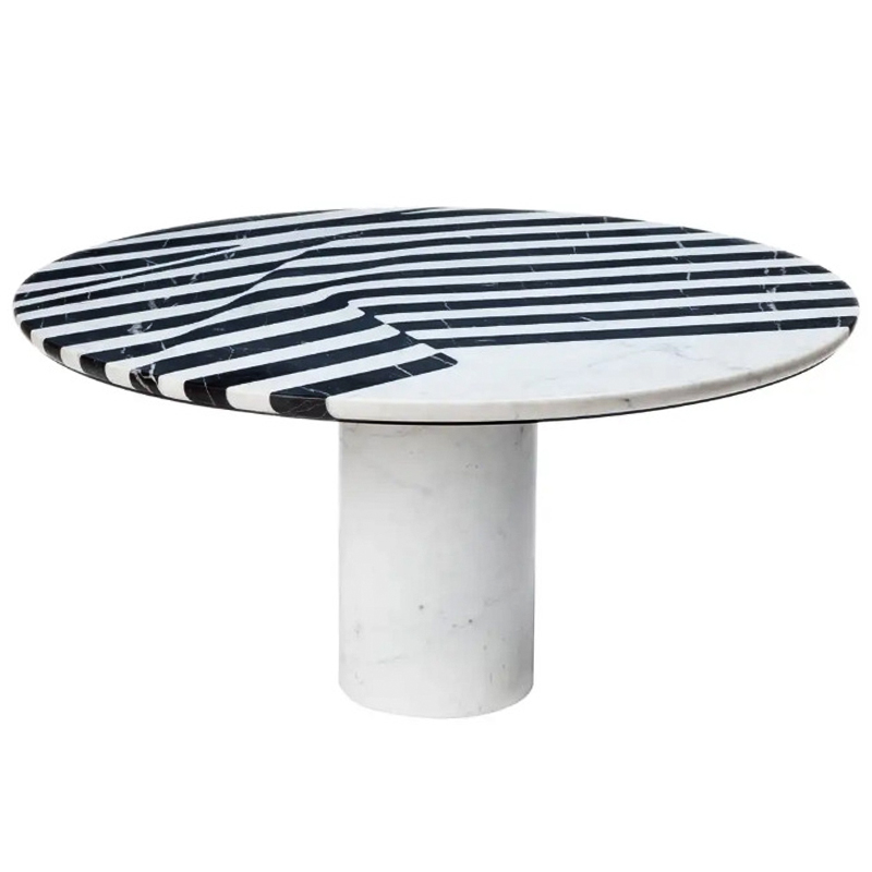 Обеденный стол Safwan Black and White Stripes Dining Table Черно-белый Белый Мрамор Bianco Черный Мрамор Nero Обеденный стол Safwan Black and White Stripes Dining Table Черно-белый Белый Мрамор Bianco Черный Мрамор Nero в Орле | Loft Concept