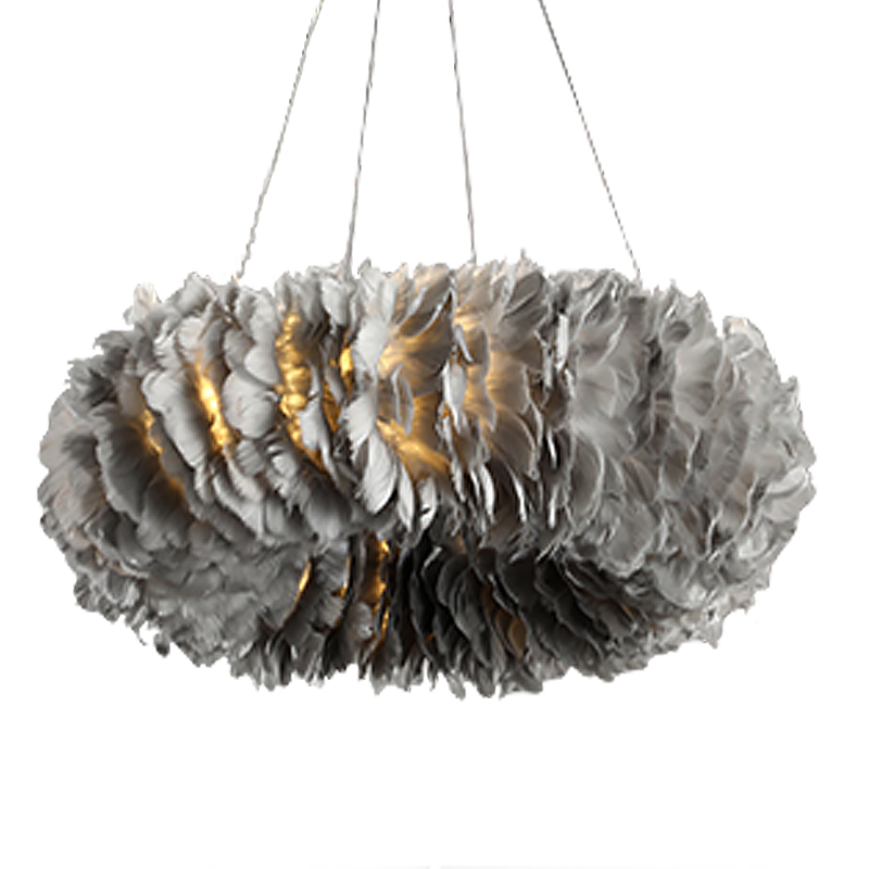 Люстра Кольцо из перьев Plumage Grey Серый Люстра Кольцо из перьев Plumage Grey Серый в Орле | Loft Concept
