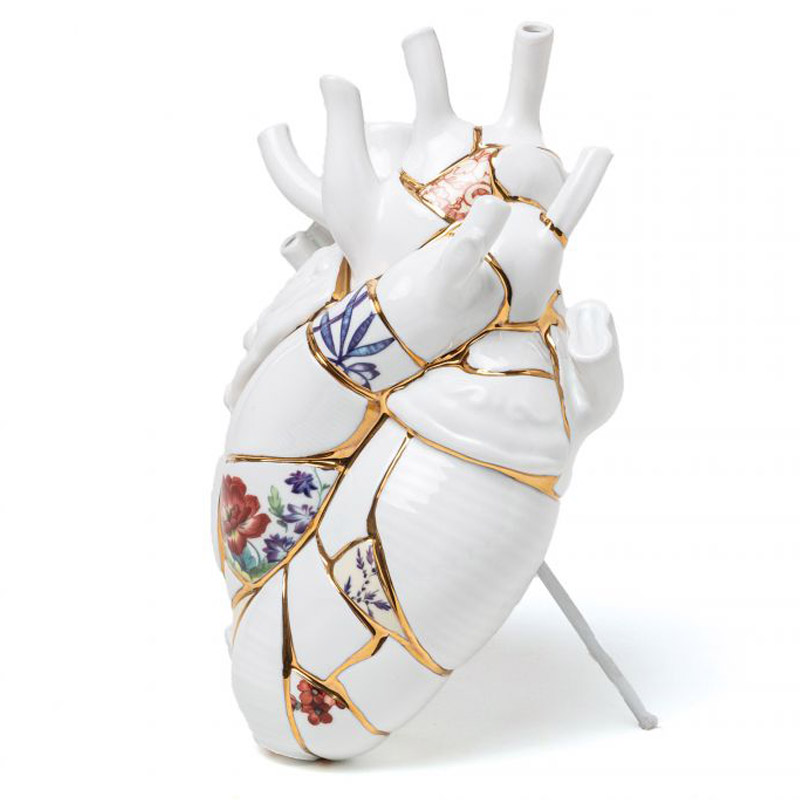 Ваза Seletti Love in Bloom Kintsugi Белый Золотой Мульти в Орле | Loft Concept 