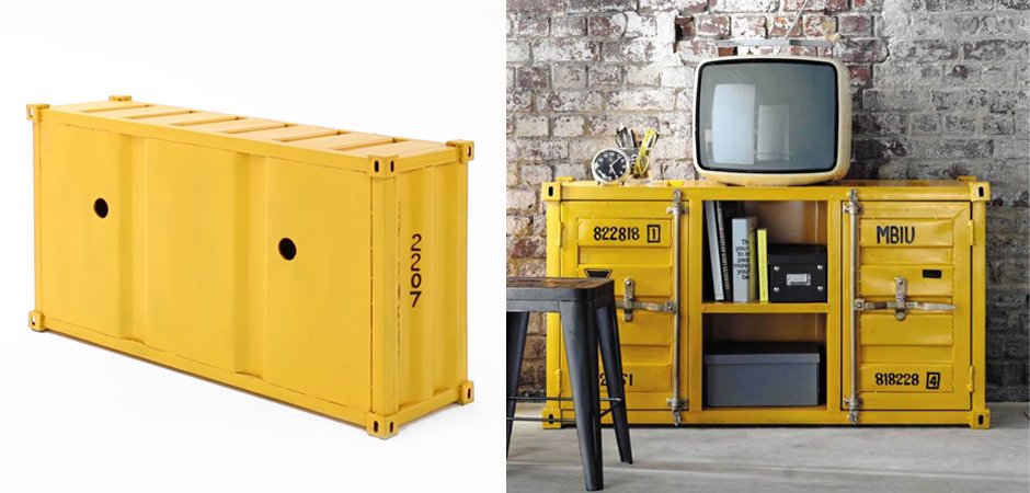 ТВ тумба морской контейнер Loft TV container yellow ТВ тумба морской контейнер Loft TV container yellow - Loft-Concept в Орле