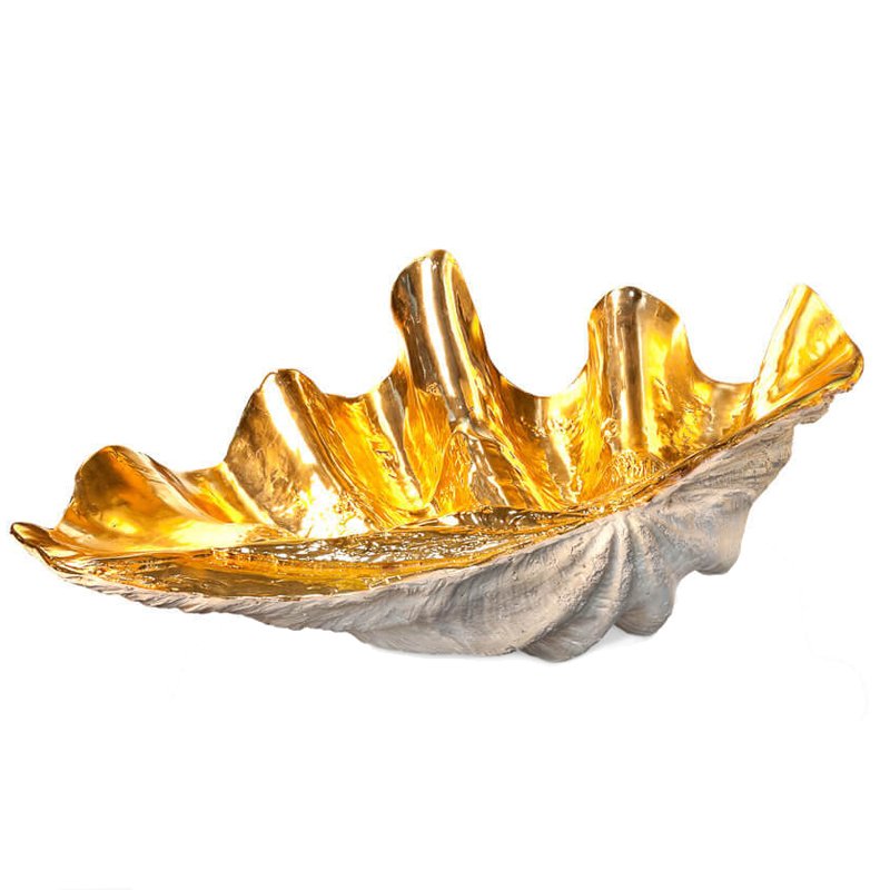 Статуэтка CONCHIGLIA TRIDACNE RESIN Светло-серый Глянцевое золото Статуэтка CONCHIGLIA TRIDACNE RESIN Светло-серый Глянцевое золото в Орле | Loft Concept