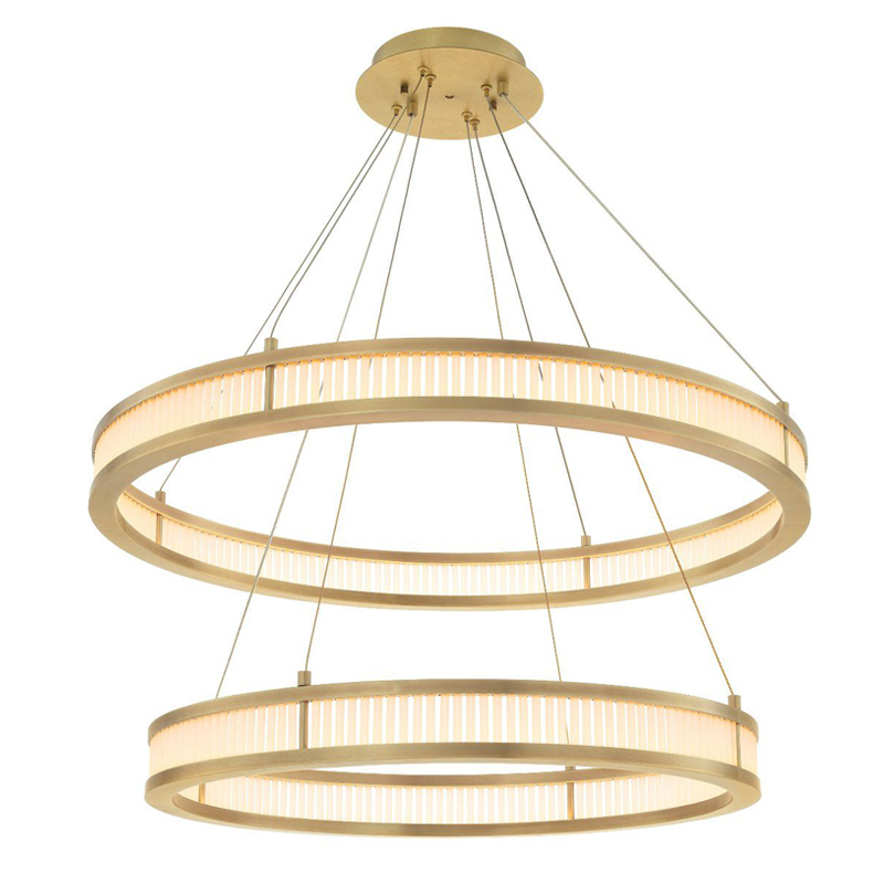 Люстра Eichholtz Chandelier Damien Double Brass Латунь Античная полированная Белое матовое стекло Люстра Eichholtz Chandelier Damien Double Brass Латунь Античная полированная Белое матовое стекло в Орле | Loft Concept