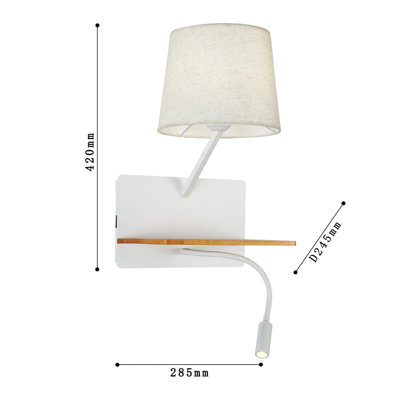 Бра с абажуром и гибким спотом Trumpet Wall White USB Бра с абажуром и гибким спотом Trumpet Wall White USB в Орле