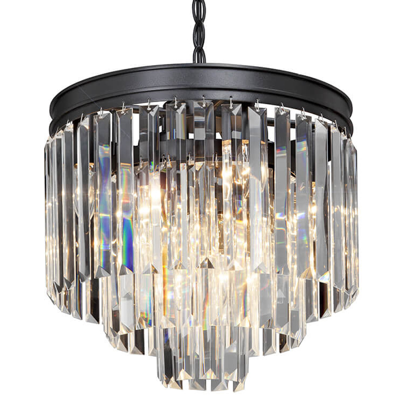 Люстра ODEON CLEAR GLASS 3-TIER  Black Прозрачное стекло D 36 Черный в Орле | Loft Concept 