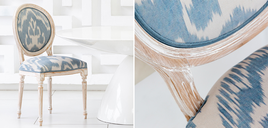 Мягкий стул со светло-голубым узором Ikat Pattern Мягкий стул со светло-голубым узором Ikat Pattern - Loft-Concept в Орле