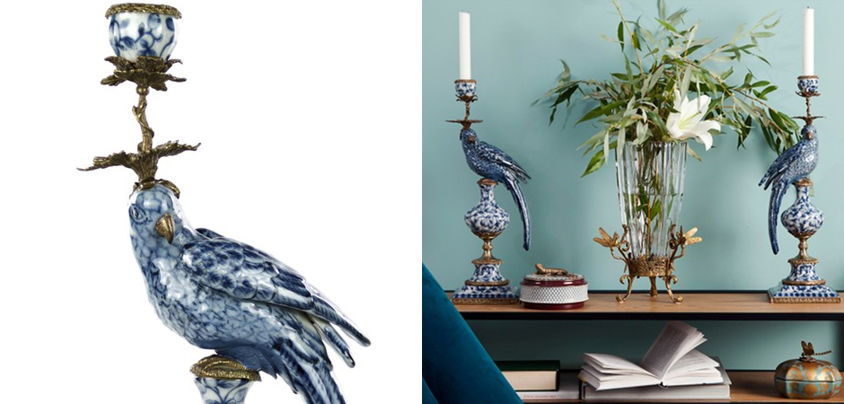 Подсвечник Blue and White Parrot Подсвечник Blue and White Parrot - Loft-Concept в Орле