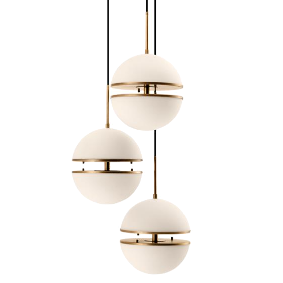 Люстра Hanging Lamp Spiridon Triple Латунь Античная полированная Белый Люстра Hanging Lamp Spiridon Triple Латунь Античная полированная Белый в Орле | Loft Concept