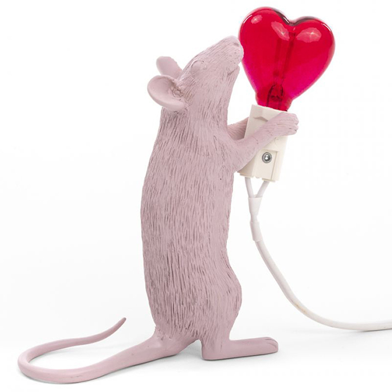 Настольная лампа Seletti Mouse Step Love USB Белый Красный Настольная лампа Seletti Mouse Step Love USB Белый Красный в Орле | Loft Concept