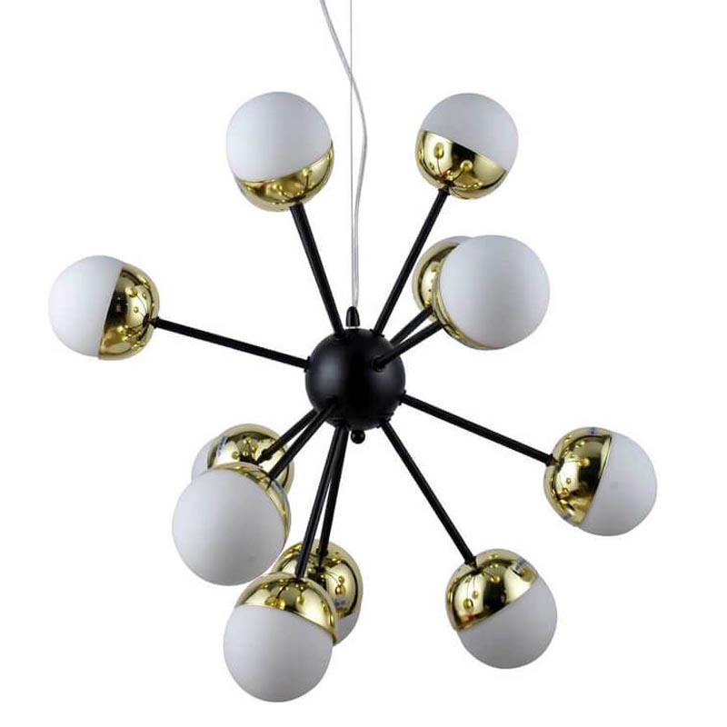 Люстра Sputnik White and Gold Globe Chandelier 12 Черный Золотой Белый Люстра Sputnik White and Gold Globe Chandelier 12 Черный Золотой Белый в Орле | Loft Concept