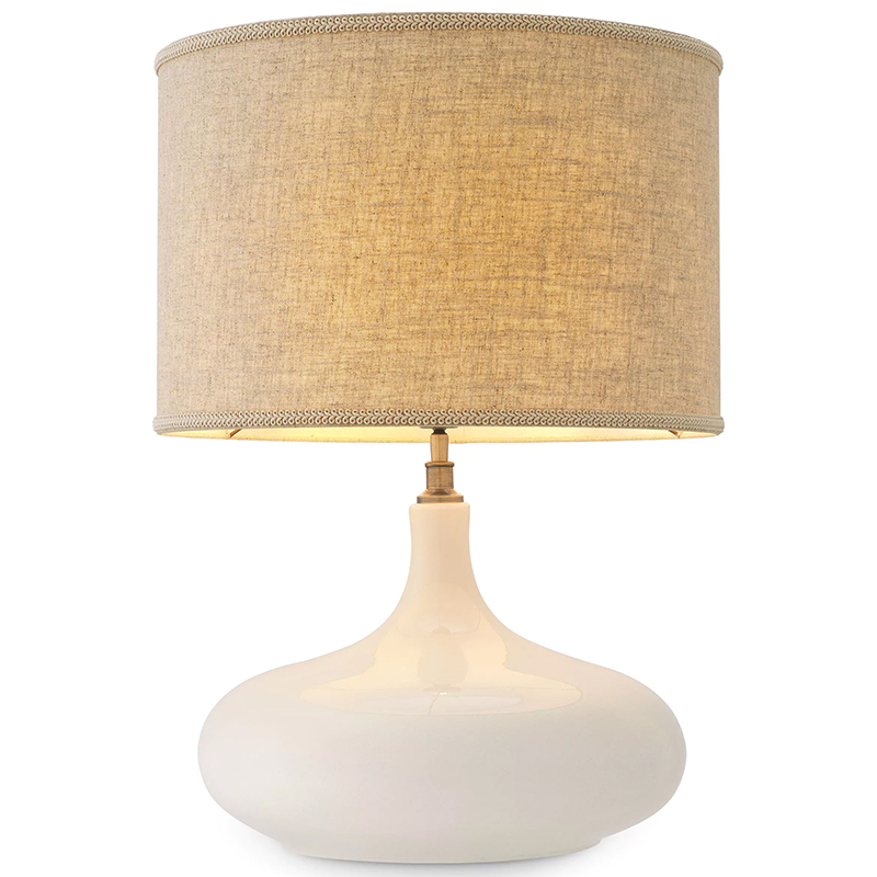 Настольная лампа Eichholtz Table Lamp Jones Белый Бежево-серый Латунь Настольная лампа Eichholtz Table Lamp Jones Белый Бежево-серый Латунь в Орле | Loft Concept