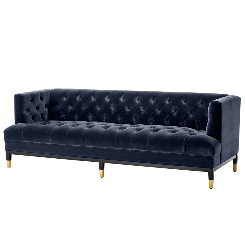 Диван Eichholtz Sofa Castelle midnight blue Темно-синий Черный Латунь Диван Eichholtz Sofa Castelle midnight blue Темно-синий Черный Латунь в Орле | Loft Concept