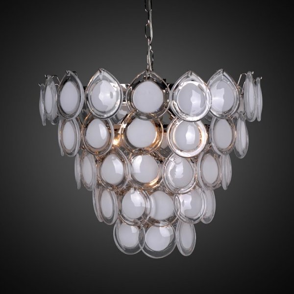 Люстра Vistosi glass disc chandelier Хром Белый Люстра Vistosi glass disc chandelier Хром Белый в Орле | Loft Concept