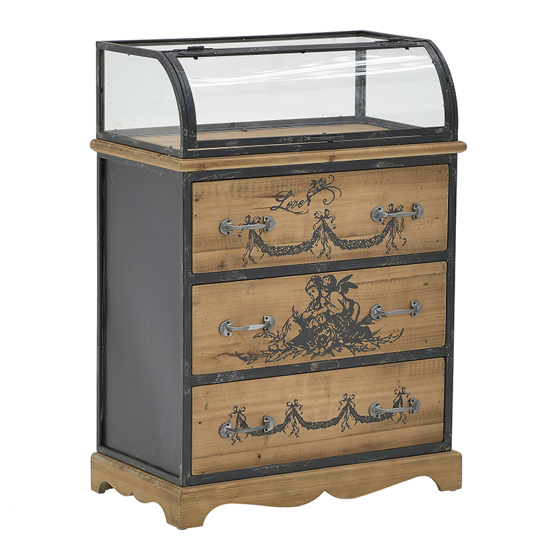 Комод со стеклянной витриной в стиле прованс Lesia Chest of Drawers Черный Коричневый Комод со стеклянной витриной в стиле прованс Lesia Chest of Drawers Черный Коричневый в Орле | Loft Concept