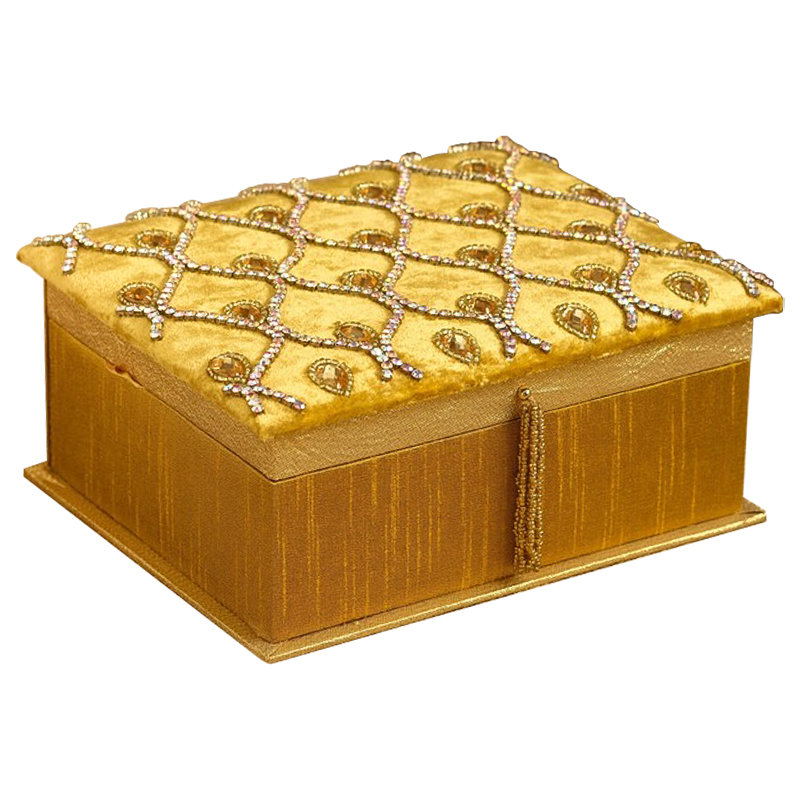 Шкатулка с вышивкой из бисера Felicia Beads Embroidery Box Золотой Шкатулка с вышивкой из бисера Felicia Beads Embroidery Box Золотой в Орле | Loft Concept