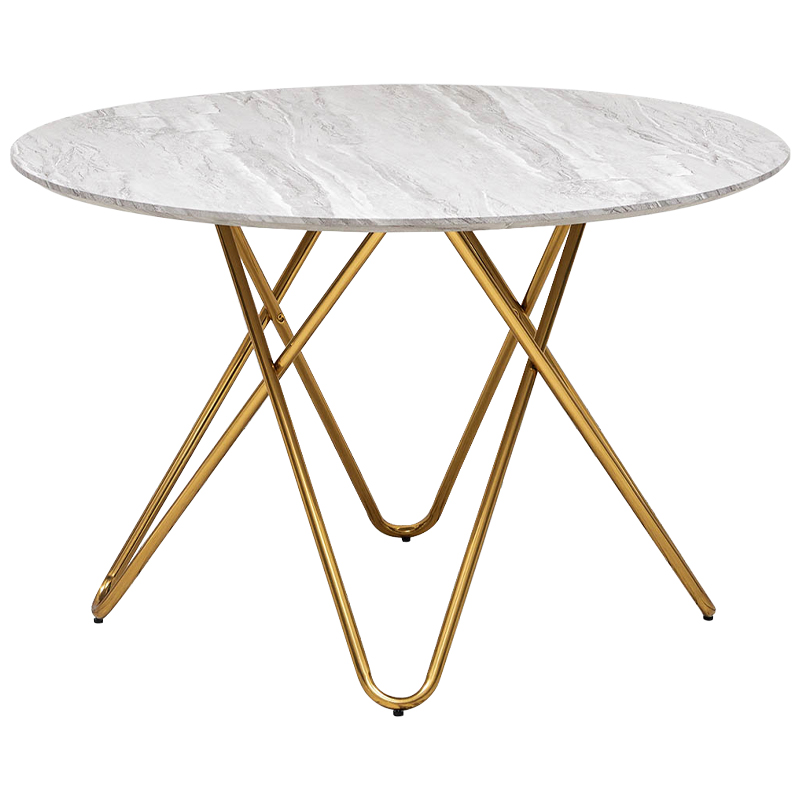 Обеденный круглый стол Alanis Round Dinner Table Золотой Белый Серый Обеденный круглый стол Alanis Round Dinner Table Золотой Белый Серый в Орле | Loft Concept