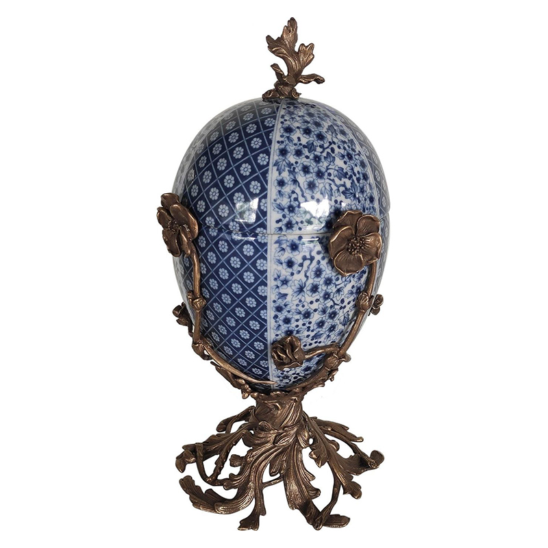 Шкатулка фарфоровая на бронзовой подставке Porcelain & Bronze Синий Бронза Шкатулка фарфоровая на бронзовой подставке Porcelain & Bronze Синий Бронза в Орле | Loft Concept