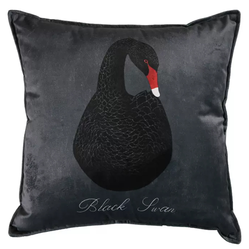 Декоративная подушка Black Swan I Cushion Черная Черный Серый Красный Декоративная подушка Black Swan I Cushion Черная Черный Серый Красный в Орле | Loft Concept