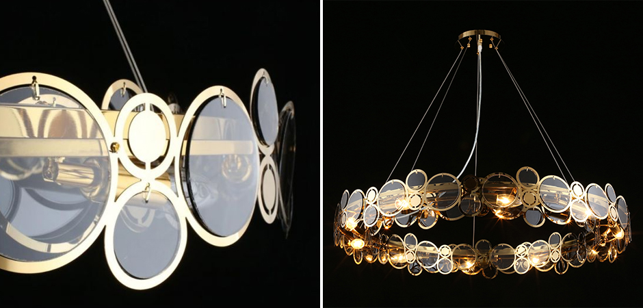 Люстра с дымчатым стеклом Golden Circles Люстра с дымчатым стеклом Golden Circles - Loft-Concept в Орле