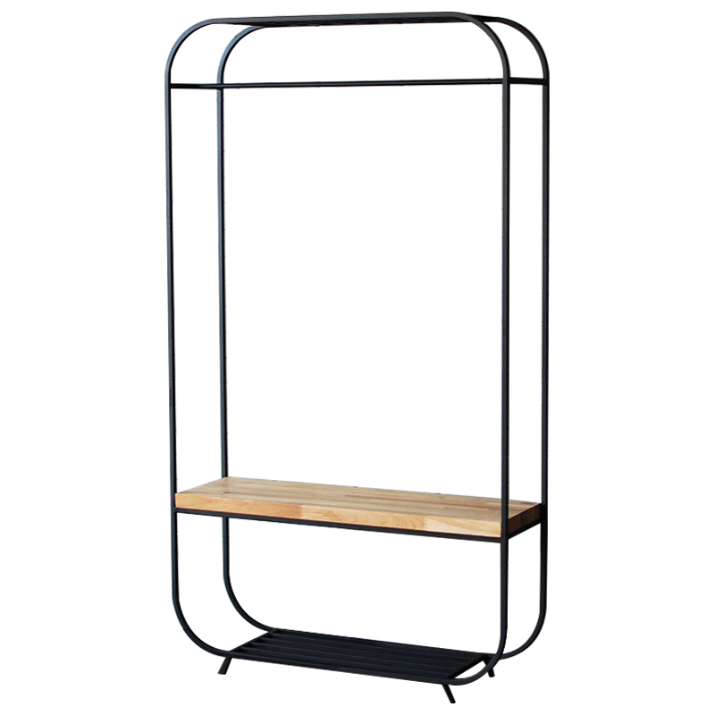 Рейл Hardin Industrial Metal Rust Clothes Rail Черный Светлый дуб в Орле | Loft Concept 