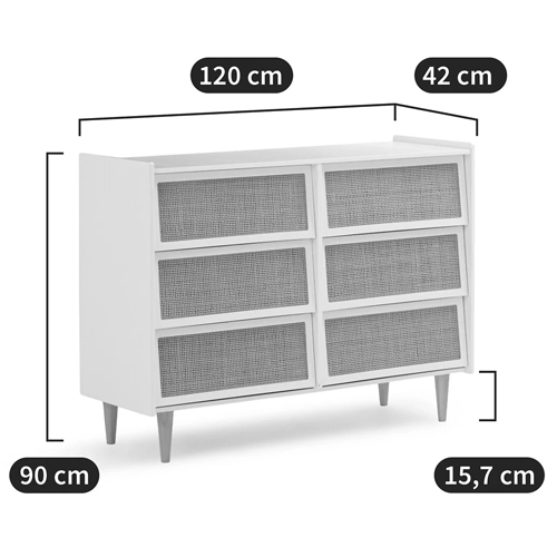 Комод с 6-ю ящиками из плетеного ротанга Remi Cream Wicker Furniture Комод с 6-ю ящиками из плетеного ротанга Remi Cream Wicker Furniture в Орле