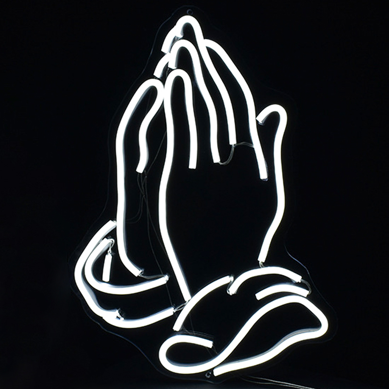 Неоновая настенная лампа Praying Hands Neon Wall Lamp Белый Прозрачный Неоновая настенная лампа Praying Hands Neon Wall Lamp Белый Прозрачный в Орле | Loft Concept