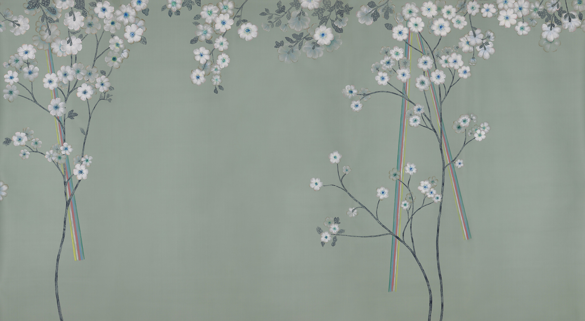 Обои ручная роспись Anemones in Light Daybreak on Blue Grey dyed silk Обои ручная роспись Anemones in Light Daybreak on Blue Grey dyed silk - постер Loft-Concept в Орле