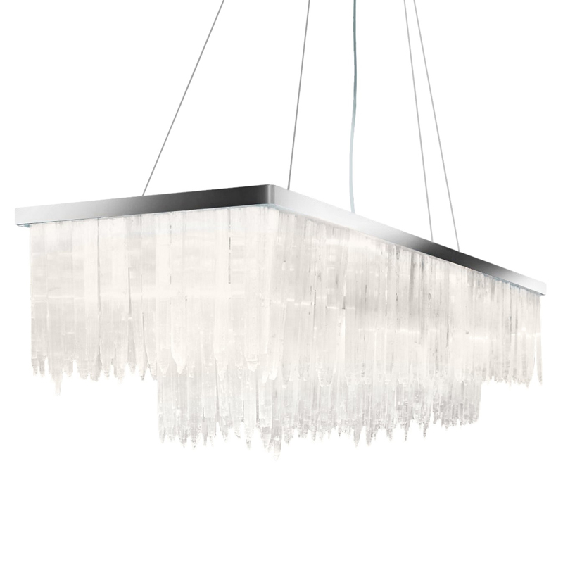 Люстра LAMP SELENITE RECT chromium 130 Прозрачный белый Хром Люстра LAMP SELENITE RECT chromium 130 Прозрачный белый Хром в Орле | Loft Concept