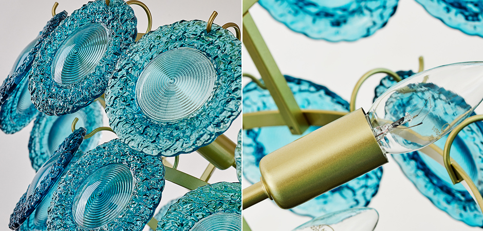 Люстра Blue Glass disk Chandelier Люстра Blue Glass disk Chandelier - Loft-Concept в Орле