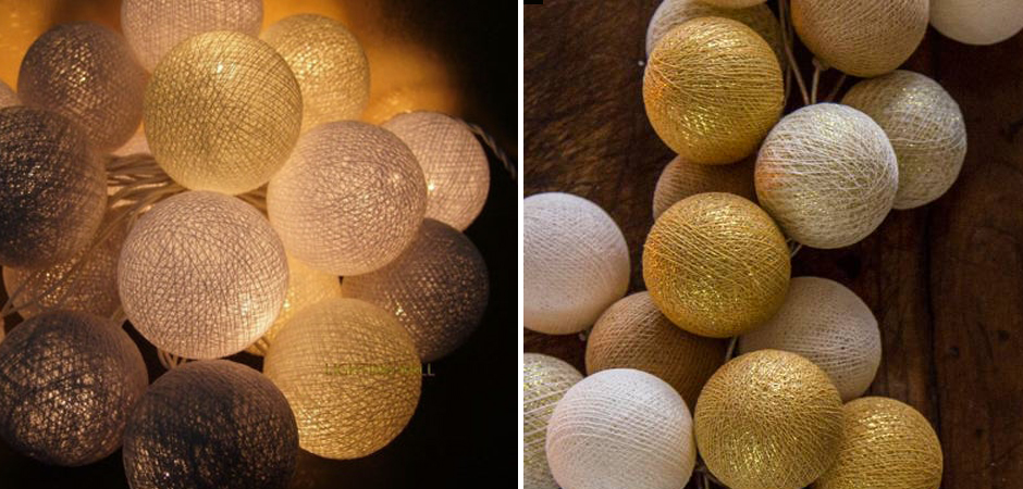 Гирлянда хлопковые фонарики Сotton Ball Gold Mix - Loft-Concept в Орле