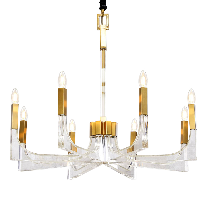 Люстра акриловая Acrylic Chandelier Золотой Прозрачный Люстра акриловая Acrylic Chandelier Золотой Прозрачный в Орле | Loft Concept