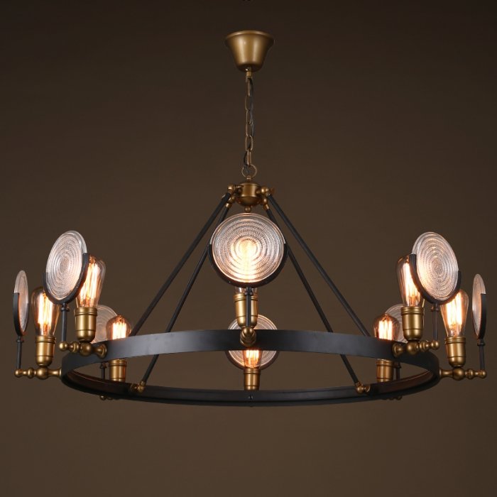 Люстра GASLIGHT LENS Chandelier 8 Черный Люстра GASLIGHT LENS Chandelier 8 Черный в Орле | Loft Concept