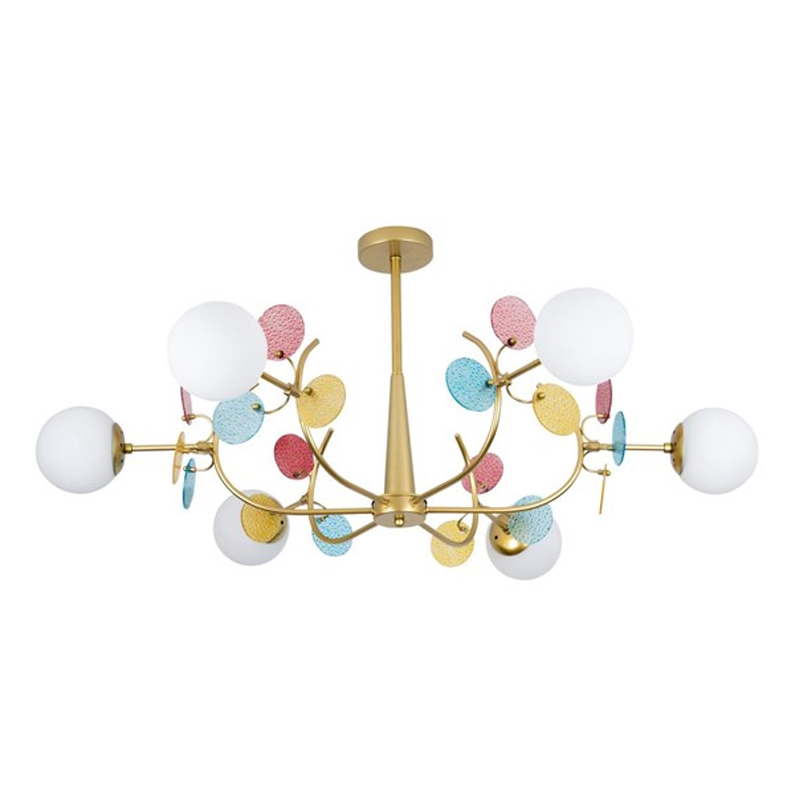 Люстра для низкого потолка MATISSE Multi glass 6 плафонов Золотой Латунь Люстра для низкого потолка MATISSE Multi glass 6 плафонов Золотой Латунь в Орле | Loft Concept