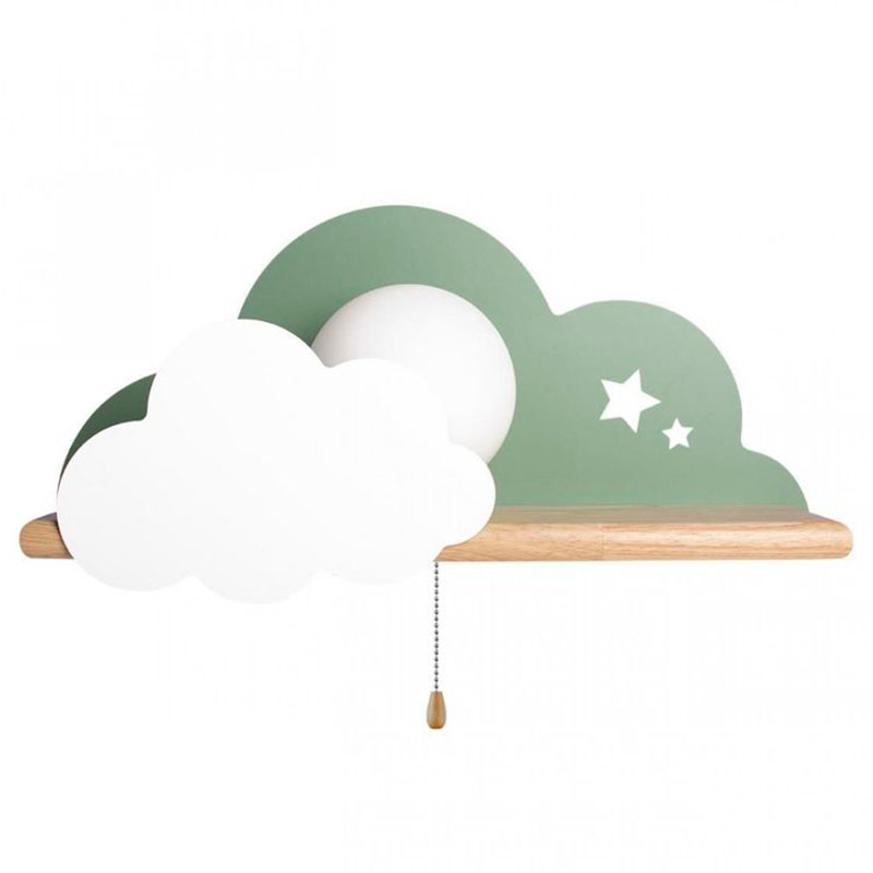 Бра с полкой зелёное Облако Wall Lamp Green Cloud Зеленый Древесина Бра с полкой зелёное Облако Wall Lamp Green Cloud Зеленый Древесина в Орле | Loft Concept