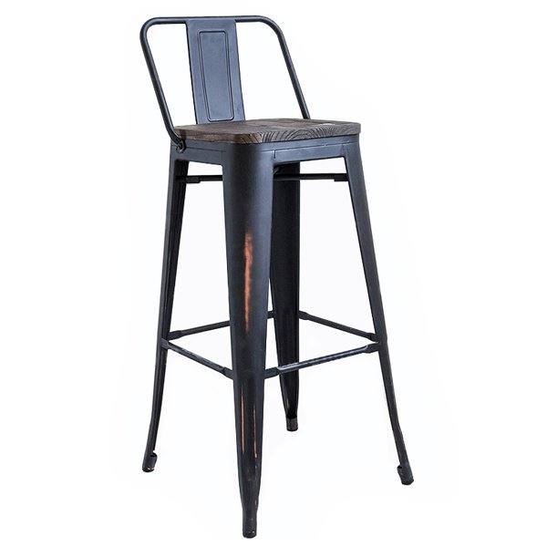 Барный стул Tolix Bar Stool Wood Черный матовый Барный стул Tolix Bar Stool Wood Черный матовый в Орле | Loft Concept