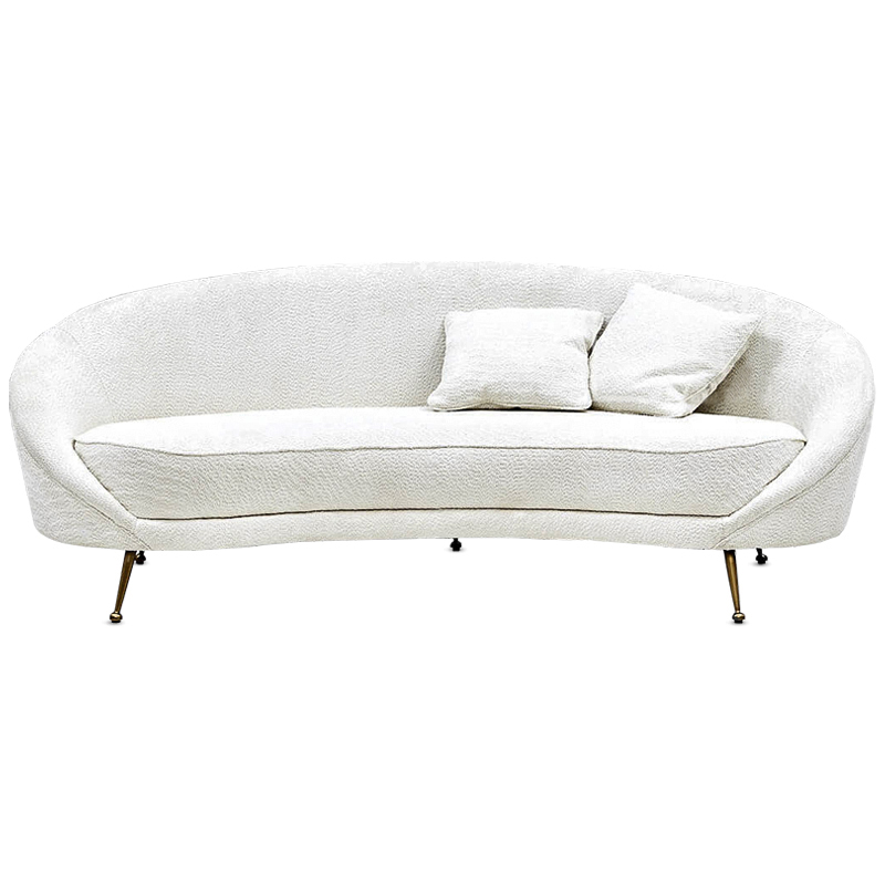Диван с обивкой из ткани букле Manuel Sofa Белый Белый Латунь в Орле | Loft Concept 