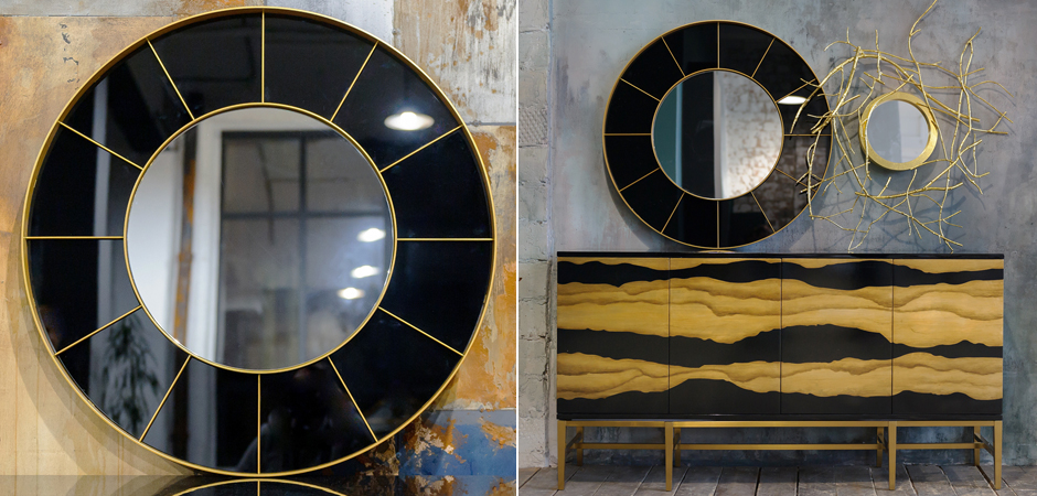Зеркало Sectors Circle Mirror black Зеркало Sectors Circle Mirror black - Loft-Concept в Орле