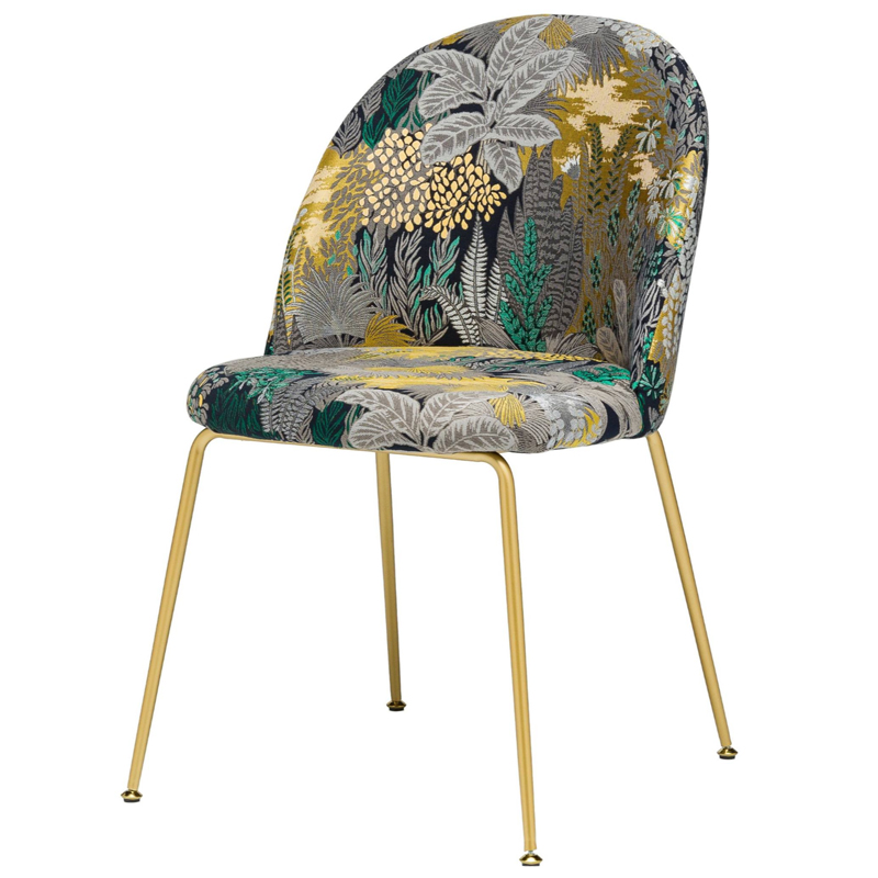 Jungle chair Стул обивка Джунгли жакард Изумрудный Бежевый Золотой в Орле | Loft Concept 