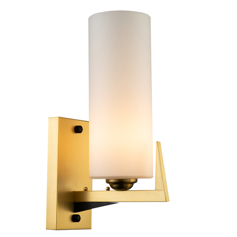 Бра Benoit Sconce Латунь Белое матовое стекло Черный Бра Benoit Sconce Латунь Белое матовое стекло Черный в Орле | Loft Concept