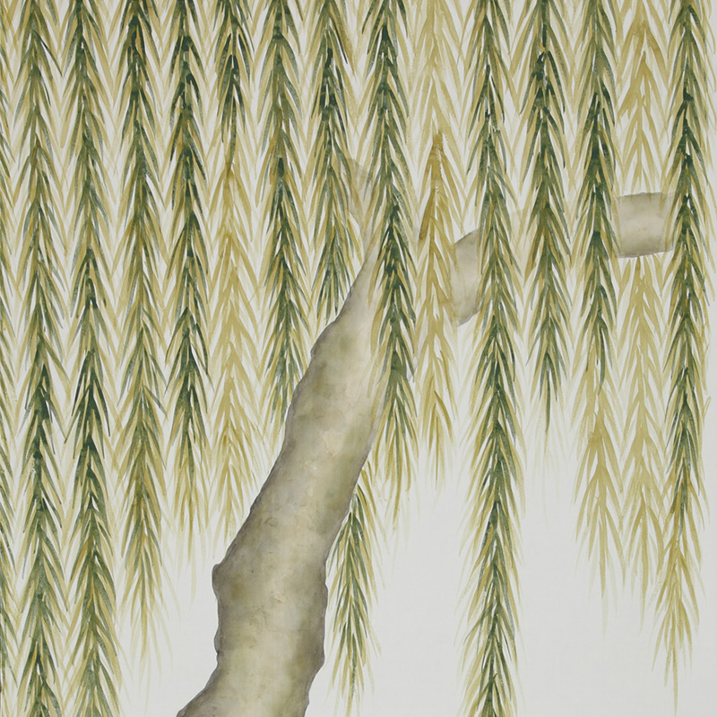Обои ручная роспись Willow Original colourway on Bleached White dyed silk  в Орле | Loft Concept 