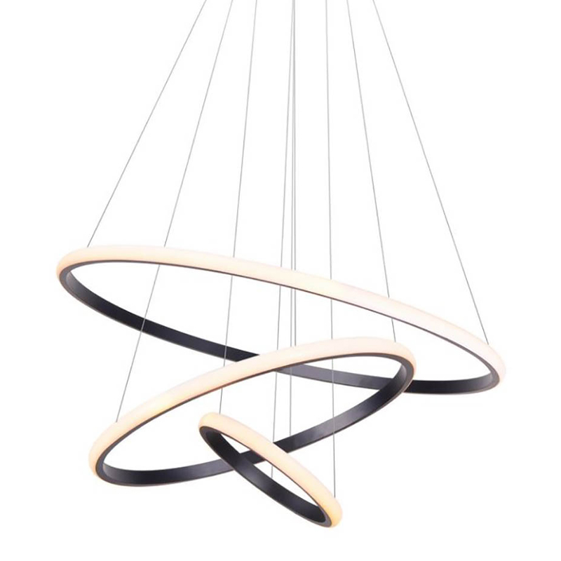 Люстра Ring Horizontal Trio black 60+40+20 Черный Белый Люстра Ring Horizontal Trio black 60+40+20 Черный Белый в Орле | Loft Concept