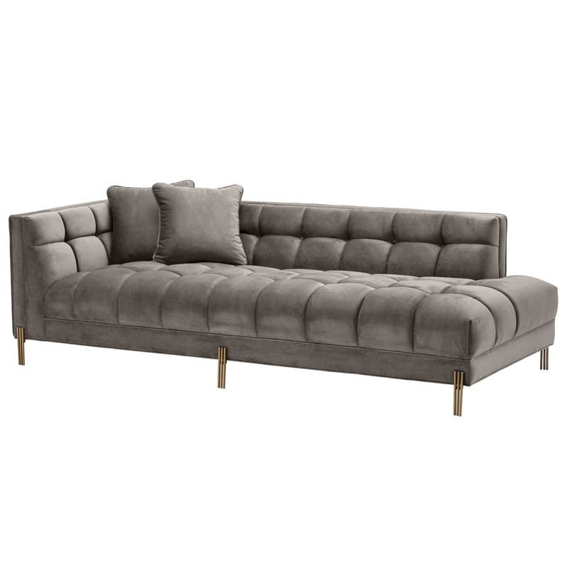Кушетка Eichholtz Lounge Sofa Sienna Left Серый Матовая латунь Кушетка Eichholtz Lounge Sofa Sienna Left Серый Матовая латунь в Орле | Loft Concept