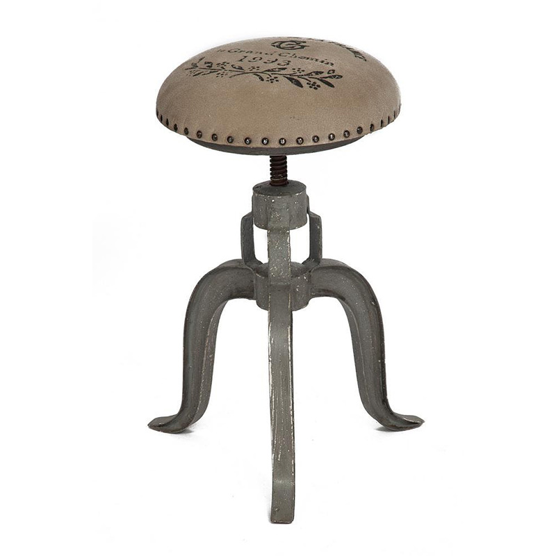 Барный стул Antique Metal Bar Stool Серый Бежево-серый Барный стул Antique Metal Bar Stool Серый Бежево-серый в Орле | Loft Concept