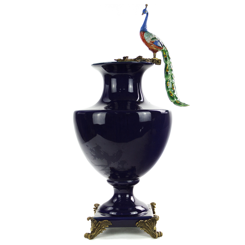 Ваза Selenia Blue Vase Peacock Темно-синий Бронза Ваза Selenia Blue Vase Peacock Темно-синий Бронза в Орле | Loft Concept