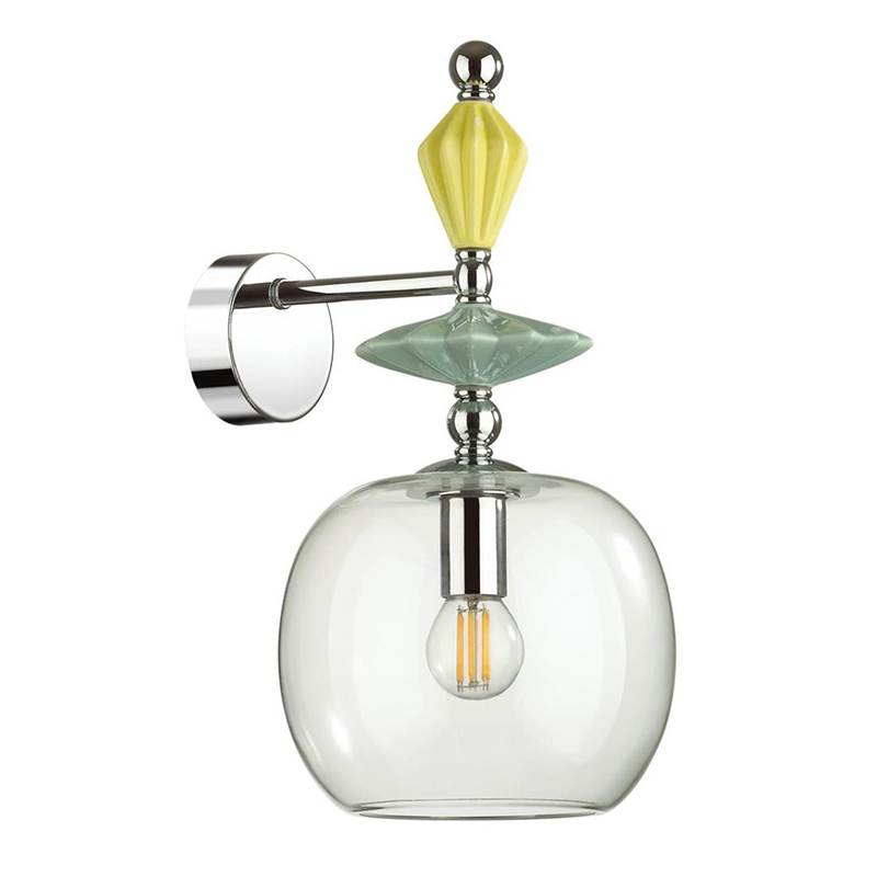 Бра Iris Glas wall lamp A chrome Прозрачное Стекло Прозрачный зеленый Желтый Хром в Орле | Loft Concept 