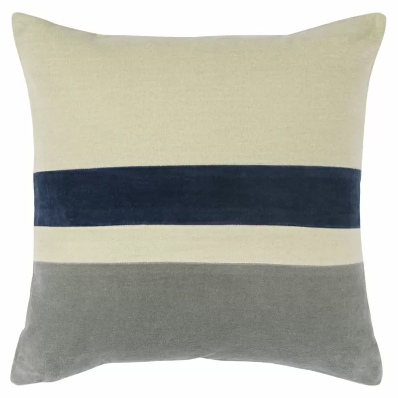 Чехол на подушку с геометрическим рисунком Elan Stripe Pillow Бежевый Темно-синий Серый Чехол на подушку с геометрическим рисунком Elan Stripe Pillow Бежевый Темно-синий Серый в Орле | Loft Concept