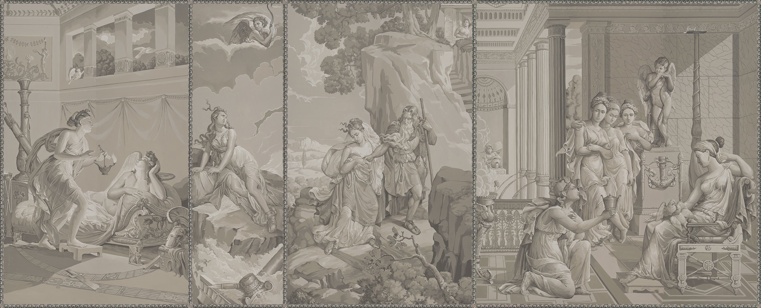 Обои ручная роспись Cupid & Psyche Terre Fonc?e on scenic paper Обои ручная роспись Cupid & Psyche Terre Fonc?e on scenic paper - постер Loft-Concept в Орле