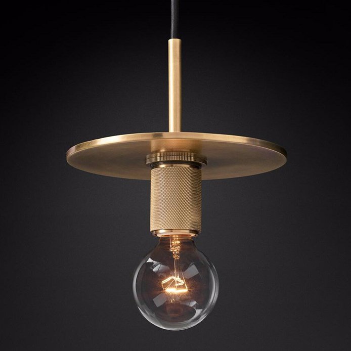 Подвесной светильник RH Utilitaire Disk Shade Pendant Brass Латунь Прозрачное Стекло Подвесной светильник RH Utilitaire Disk Shade Pendant Brass Латунь Прозрачное Стекло в Орле | Loft Concept