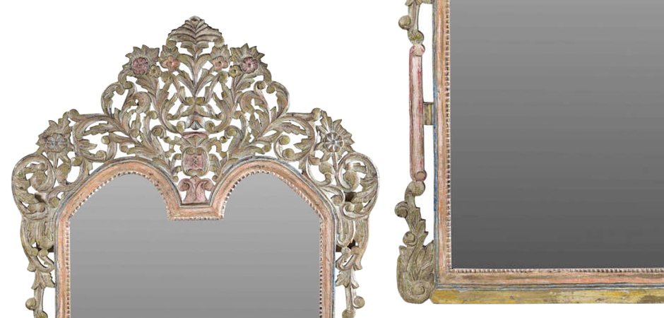 Зеркало из массива тика с растительным орнаментом Зеркало из массива тика с растительным орнаментом - Loft-Concept в Орле